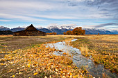 Mormon Row und Teton Range, Grand Teton National Park, Wyoming, Vereinigte Staaten von Amerika, Nordamerika