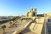 France, Bouches du Rhone, Marseille, Euromediterranee area, La Joliette district, place des Arts and Littoral boulevard, les Voutes and Cathedral La Major (19th century) historical Monument