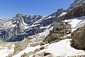 France, Hautes Pyrenees, Gavarnie, listed as World Heritage by UNESCO, the refuge of the Breche de Roland or des Sarradets