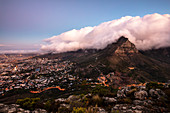 Table Mountain at sunset, city from the top of Lions Head. Cape Town, South Africa, Africa