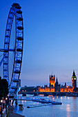 London Eye und Big Ben, London, England, Großbritannien, Europa