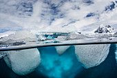 Above and below water view of Danco Island, Errera Channel, Antarctica, Polar Regions