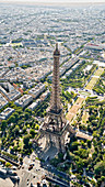 Aerial view of the Eiffel Tower, Paris, France, Europe