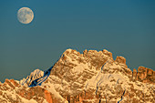 Mond über Sorapis-Gruppe, Dolomiten, Weltnaturerbe Dolomiten, Venetien, Venezien, Italien
