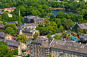Freetown Christiania. View towards east from the tower of a church of Our Saviour (Vor Frelsers Kirke), baroque, Copenhagen, Zealand, Denmark