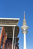 Fernsehturm mit den Messehallen, Hansestadt Hamburg, Norddeutschland, Deutschland, Europa