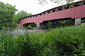 Old wooden bridge in Powerscourt, Quebec, Canada