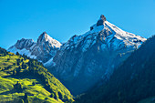Brünnelistock, Rossalplispitz und Zindlenspitz am Wägitaler See, Glarner Alpen, Innerthal, Kanton Schwyz, Schweiz