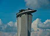 Partial view of the luxury hotel with platform Marina Bay Sands in Singapore