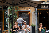 Rome, Italy, People outside Urbana 47 restaurant, Rome, Italy