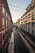 Sunset in the streets of Lisbon, Portugal