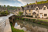Pretty cottages in the idyllic Cotswolds village of Castle Combe, Wiltshire, England, United Kingdom, Europe
