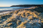 Frost auf Dünen, Oxwich Bay, Gower, Südwales, Großbritannien, Europa