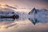 Hamnoy fishing village in winter, Hamnoy, Lofoten Islands, Nordland, Arctic, Norway, Europe