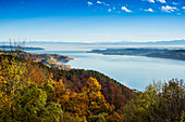 Überlinger See near Sipplingen in autumn, view from Haldenhof, Überlingen, Lake Constance, Baden-Württemberg, Germany