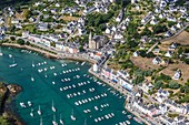 France, Morbihan, Belle Ile, Sauzon, the village (aerial view)