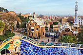 PARK GUELL BY THE ARCHITECT ANTONIO GAUDI, LISTED AS A WORLD HERITAGE SITE BY UNESCO, BARCELONA, CATALONIA, SPAIN