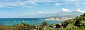 Saint Florent, behind it Cap Corse, Corsica, France.