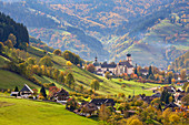 Unterm? Nstertal with St. Trudpert Monastery, autumn, southern Black Forest, Black Forest, Baden-W? Rttemberg, Germany, Europe