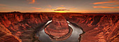 Horseshoe Bend, USA - April 25, 2010. The Horseshoe Bend seen at sunset from the lookout area in Utah.