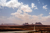 Monument Valley, USA - April 16, 2013. Overlooking the famous Monument Valley on the Arizona–Utah border. Here looking south on U.S. Route 163. (Gonzales Photo - Flemming Bo Jensen).