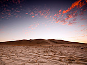 Namibia - April 22, 2009: Dry landscape and sun dunes close to Swakopmund.