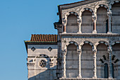 Detail der Kirche San Michele, Lucca, Toskana, Italien