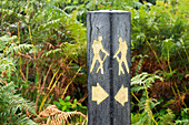 Wanderermarkierung im Derrynane National Historic Park, Caherdaniel, Grafschaft Kerry, Ring of Kerry, Irland