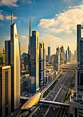 Sunset overlooking downtown Dubai, UAE