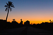 Just after sunset in the Menara garden of Marrakech, Morocco