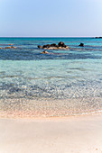 Elafonissi Strand mit pinkem Sand, Südwesten Kreta, Griechenland