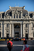 the post office is located in a magnificent historic building on Plaza de Armas, capital Santiago de Chile, Chile, South America