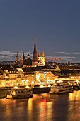 Blick von der Friedensbrücke auf die Altstadt von Würzburg, Unterfranken, Franken, Bayern, Deutschland, Europa