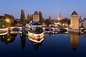 France, Bas Rhin, Strasbourg, old town listed as World Heritage by UNESCO, the Covered Bridges over the River Ill and Notre Dame Cathedral