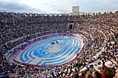France, Bouches du Rhone, Arles, the Arena, the Roman Amphitheatre (80/90 AD..), Historical monument, World Heritage of UNESCO, Rice Fest, Bullfight Goyesque scenography Marie Hugo