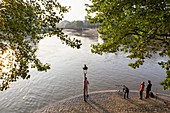 Frankreich, Paris, Ufer der Seine, von der UNESCO zum Weltkulturerbe erklärt, die Flut der Seine vom 3. Juni 2016, Überschwemmung auf der Insel Saint Louis