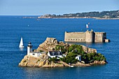 France, Finistere, Morlaix bay, Carantec, Louet island and Taureau castle