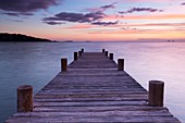 France, Corse du Sud, Porto Vecchio, pontoon in Santa Giulia bay