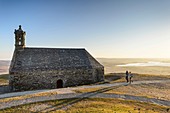 France, Finistère, Saint-Rivoal, sunrise on Monts d'Arrée near Mont Saint-Michel of Brasparts