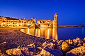 France, Pyrenees Orientales, Collioure by night