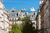 Frankreich, Paris, Stadtteil Les Halles und die Spitze des Beaubourg-Zentrums