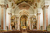 Altar of the Benedictine Abbey Metten, Metten, Danube Cycle Path, Lower Bavaria, Bavaria, Germany