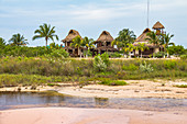 Isla Holbox beach with huts in the background, Quintana Roo, Yucatan Peninsula, Mexico
