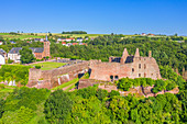 Luftaufnahme der Burg Freudenburg, Freudenburg, Hunsrück, Rheinland-Pfalz, Deutschland