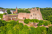 Luftaufnahme der Burg Freudenburg, Freudenburg, Hunsrück, Rheinland-Pfalz, Deutschland