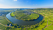Aerial view of the Moselle loop at Trittenheim, Moselle, Rhineland-Palatinate, Germany