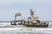 Zeila shipwreck / ghost ship on the Skeleton Coast near Henties Bay, Namibia