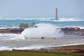 Sturm am Cap de la Hague, Leuchtturm Goury, Auderville, Cotentin Halbinsel, Normandie, Frankreich