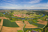 View of the Main Valley near Fahr, Volkach, Kitzingen, Lower Franconia, Franconia, Bavaria, Germany, Europe,