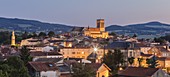 France, Puy de Dome, Billom with a view of the collegiate church Saint Cerneuf and the belfry of the XVIth century to the left